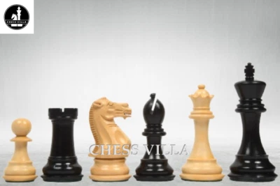 4" Professional Club Staunton Chess Pieces Only Set- Weighted Ebonised Boxwood - Image 1 of 4