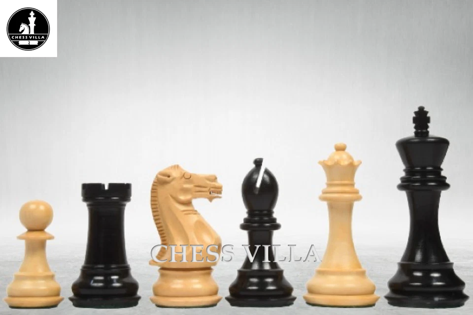 4" Professional Club Staunton Chess Pieces Only Set- Weighted Ebonised Boxwood - Image 1 of 4