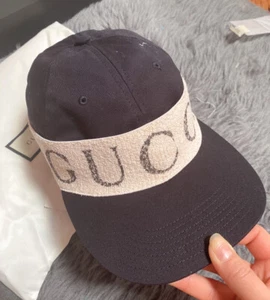 Gucci Unisex Black Canvas White Headband Cabardine Baseball Hat S/57CM 492545 - Picture 1 of 4