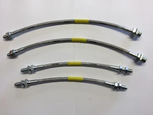 Set Classic Mini 2x Stainless Steel Front & Rear Brake Hoses GBH170 drum brakes - Picture 1 of 1
