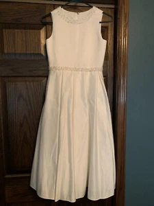 Mon Cheri neu mit Etikett elfenbeinfarben festliches Kleid Mädchen Größe 12 Blumenmädchen ärmellos Perlen - Bild 1 von 2