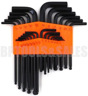 25pc Ball Head Turning Hex Key Allen Wrenches SAE & METRIC Hard Reach Hex Set - Image 1 of 2