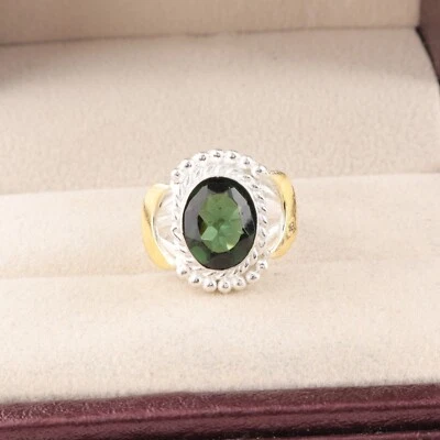 Green Tourmaline Gemstone 925 Sterling Silver Handmade Jewelry Ring For Gift - Image 1 of 3