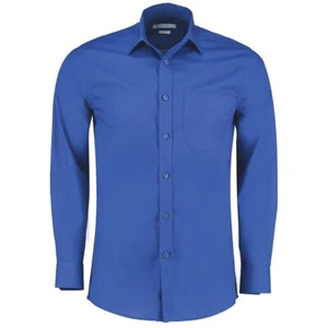 Mens Kustom Kit Royal Blue Long Sleeve Tailored Poplin Shirt kk142 - Picture 1 of 2