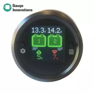 Dual Battery 52mm Gauge - Voltage Monitoring/Alarm, Current and Temperature - Picture 1 of 12