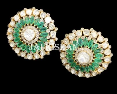 Smaragd Edelstein Uncut Polki Pflastern Diamant 925 Sterlingsilber Zierliche - Bild 1 von 4