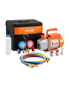 3.5 CFM HVAC Single Stage Rotary Vane Vacuum Pump and Manifold Gauge Kit - Picture 1 of 12