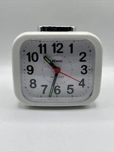 Ravel Talking Quartz Square Alarm Clock in White - Picture 1 of 3
