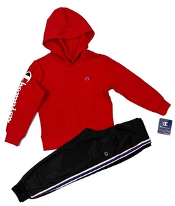 Champion Boys Size 6 Hoodie Stripe Pants Jogger Outfit Set Black Blue Red NWT - Picture 1 of 5