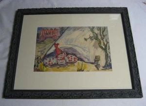 VINTAGE ca. 30er Jahre EINGESTELLT? CLOWN RUHEN ZIRKUSZELT GEMÄLDE - Bild 1 von 1