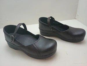 Danako Mary Jane Clogs Black Leather Women's Size 10 - Picture 1 of 10