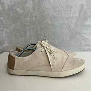 Toms Paseo Mens Size 13 Cream Beige Canvas Lace Up Shoes Casual Sneakers Low Top