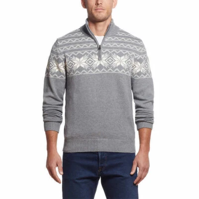 Weatherproof Vintage Men's 1/4 Zip Knitted Sweater, Medium Gray h. - XXL - Image 1 of 2