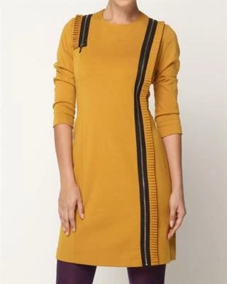 VESTIDO A LA VISTA JERSEY MARRÓN ADORNO CREMALLERA, UK-8/10 Foto 1 de 3