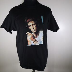 Hanes Men's Black Keith Richards Smoking Short Sleeve T-Shirt Size Large