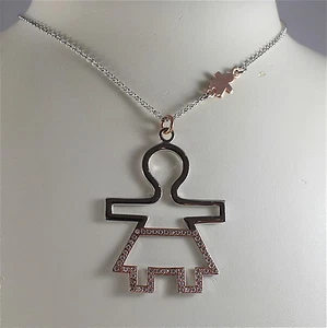 Collana Aquaforte, Plata 925 Rodiada Y Laminada Rosa, Niña Con Zirconios. - Picture 1 of 1