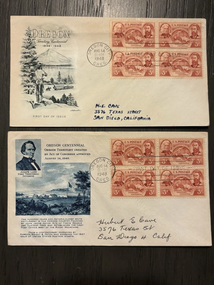(2) US COVER FIRST DAY ISSUE Oregon Territory Centennial 1948 - Image 1 of 2