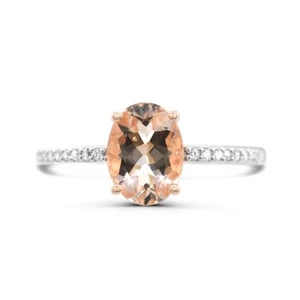 10K Rose Gold Morganite with Diamonds 0.064cts Ring Size 7 for Women - Picture 1 of 2