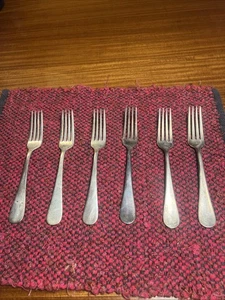 Antike versilberte Tafelgabel 6er Set AVON TELLER Silberbesteck 7 Zoll - Bild 1 von 12