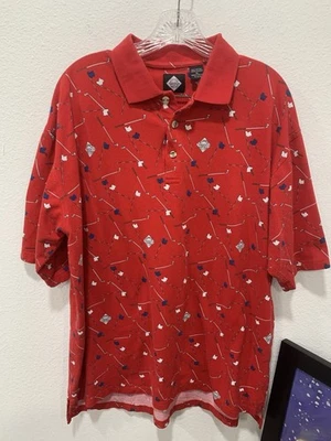 Мужская рубашка поло с логотипом Tabasco Hot Sauce размер XL с принтом клюшки для гольфа красный хлопок - Изображение 1 из 4