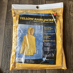 Yellow Rain Jacket Large L Heavy Duty PVC with detachable hood West Chester - Picture 1 of 6