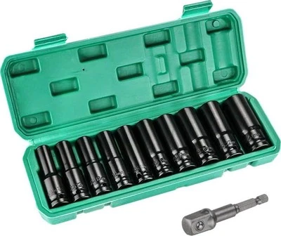 Deep Impact Wrench Socket Set Compact 10-24mm 1/2" Drive Durable Toolbox 11 PCS - Image 1 of 4