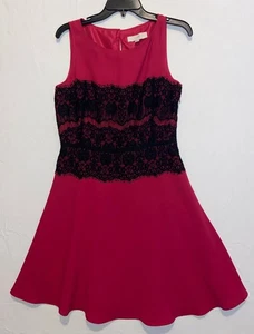 Ann Taylor Loft Kleid Rosa Schwarz Spitze Cocktail Party Ärmellos Gr. 8 Neu - Bild 1 von 11