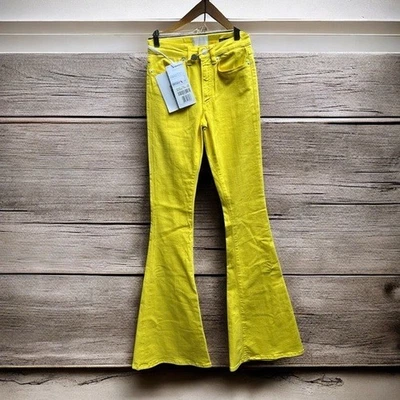 🌻NEW w/tags DONDUP Yellow Denim Pants with Super Flare Hem Size 24 - Image 1 of 4