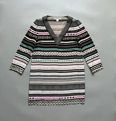 Vestido de seda para mujer Diane von Furstenberg talla L estampado geométrico multicolor cuello en V Foto 1 de 4