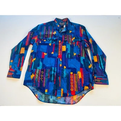 Vintage Frontier Series Colorful Western Rodeo Cowboy Button Up Shirt Large - Image 1 of 4