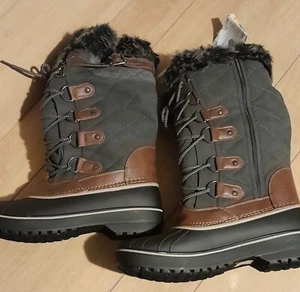 Dream Pairs Womens Dp-Avalanche Khaki Gray Mid Calf Snow Boots Size US 10 - Picture 1 of 4