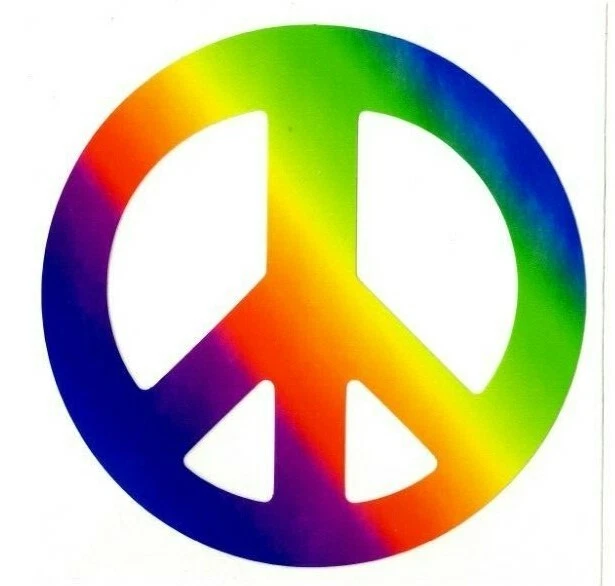 # Peace Sign Rainbow Decals Stickers - 3.75" Dia. - Image 1 of 2