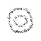 Alloy Jewelry Set Barbed Wire Brambles Bracelet Necklace Birthday Gift For Men