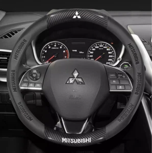 15" PU Leather+Carbon fiber Steering Wheel Cover For Mitsubishi ASX Colt Delica - Picture 1 of 12