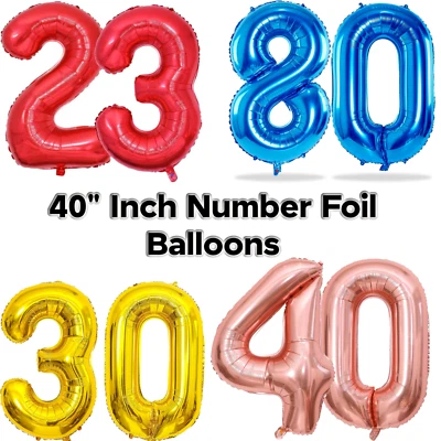 PANNU DESIGN Giant Number Balloons 40" Foil Happy Birthday Age Number Inflating decor baloon
