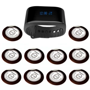 SINGCALL Wireless Calling System of 10 Single Button Bells, 1 Waterpoof Watch - Zdjęcie 1 z 11