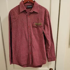 Men's The Hundreds Flannel Shirt with Elbow Patches Size Large Red - Picture 1 of 10