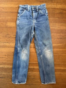 VINTAGE Wrangler DENIM JEANS  Sanforized BLUE BELL KIDS SIZE 8 SLIM 50s 60s - Picture 1 of 10