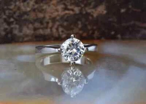 2Ct Round Cut Moissanite Solitaire Engagement Ring 10K White Gold Plated - Picture 1 of 4