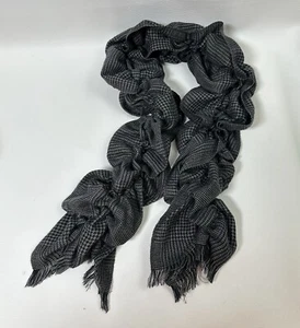 Bufanda con flecos 100 % lana Lauren Ralph Lauren a cuadros negra gris púrpura - Imagen 1 de 5