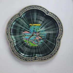 Vintage Psychedelic Rays Blacklight Mind Trick Lotus Shape Florida Flamingo Tray - Picture 1 of 8