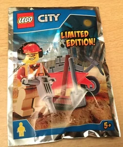 FIGURINE NEUF POLYBAG FOIL LEGO CITY TRAVAUX PUBLIC 951702 OUVRIER AVEC BROUETTE - Picture 1 of 1