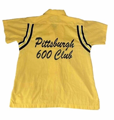 Vintage chain stitch rockabilly Yellow Pittsburgh Bowling shirt Made in USA - Image 1 of 4