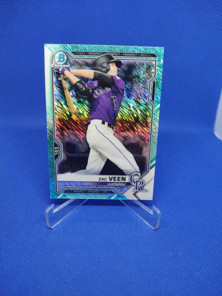 2021 Bowman Chrome Prospects Aqua Refractor /125 Zac Veen #BCP-3 - Image 1 of 4