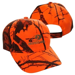 Mossy Oak BU Blaze Orange Camo Logo Cap Hat, Unstructured,Sweatband, Low Profile - Picture 1 of 10