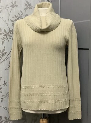 Ladies Ribbed cowl  polo neck lattice type pattern knitted smart  top size 12/14 - Image 1 of 4