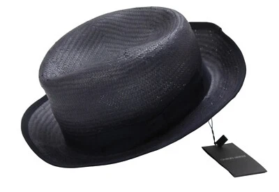 GIORGIO ARMANI Hat Men's 57 CM Textile Paper Ribbon Blue Casual - Image 1 of 4