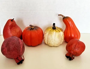 Lot of 6 Artificial Pumpkins Gourds and Pomegranate Fall Thanksgiving Decor - Picture 1 of 7