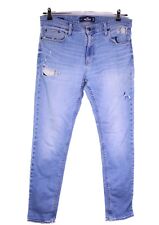 Hollister Skinny Herren Jeans W34 L32 blau tapered leg Stretch ripped GJ415