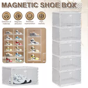 20X Premium Sneaker Display Shoe Box Storage Clear Acrylic Boxes Side Stackable - Picture 1 of 20